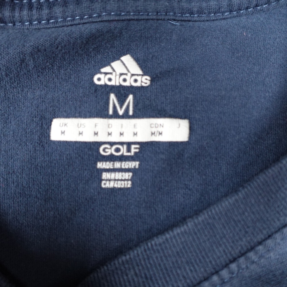 Adidas Shirt Mens Medium Navy Blue USA Flag Logo Golf Cotton Tee Patriotic - Picture 4 of 12